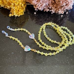 Yellow Beaded Glasses - AirPod chain with Heart Accents